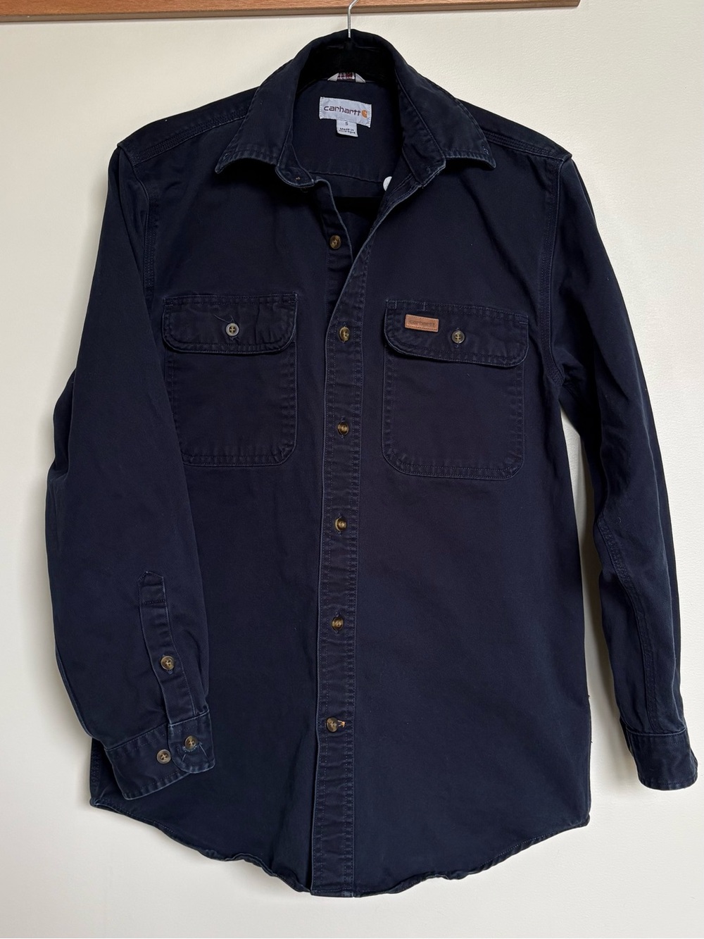 Carhartt Men’s Small Navy Original Fit Cotton Button Up Work Shirt